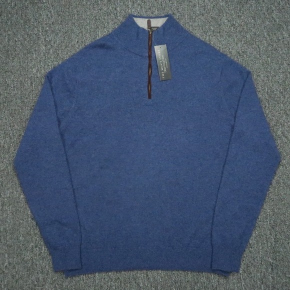 Bloomingdales Sweater Mens Small Blue Cashmere Mens Store Quarter Zip NWT